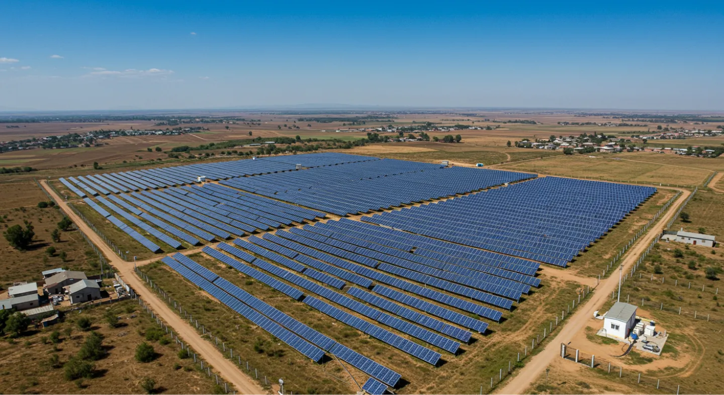 Solar panel farm installation for renewable energy